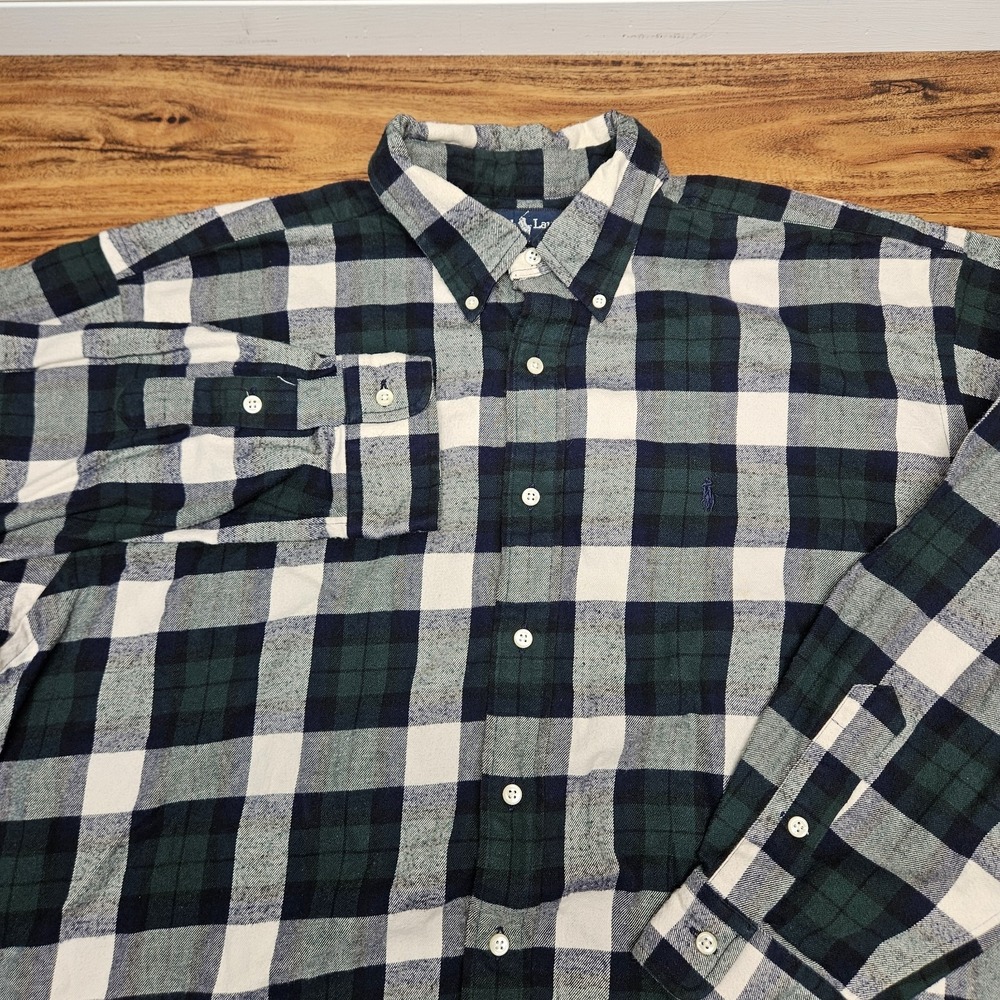 Polo Ralph Lauren Flannel Shirt Mens XL Red Plaid Button‎ Down 100% Blake Cotton